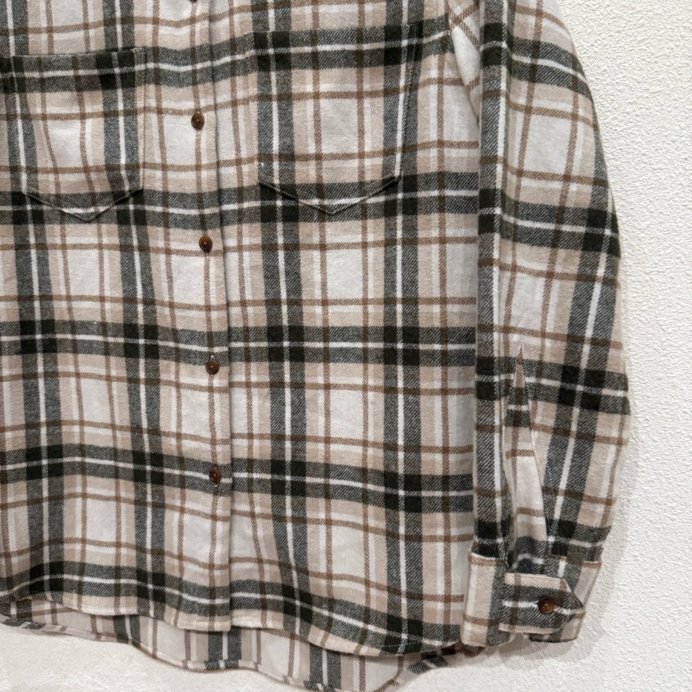 Jenni Kayne O'Keeffe Wool-Blend Shirt Overshirt Shaket Size XS Oatmeal Plaid - Picture 5 of 9